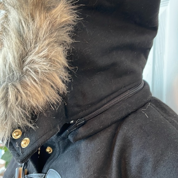 Alpine Swiss Duffy Women’s Wool Coat Fur Trim Hooded Parka Jacket. XL. - Picture 11 of 14